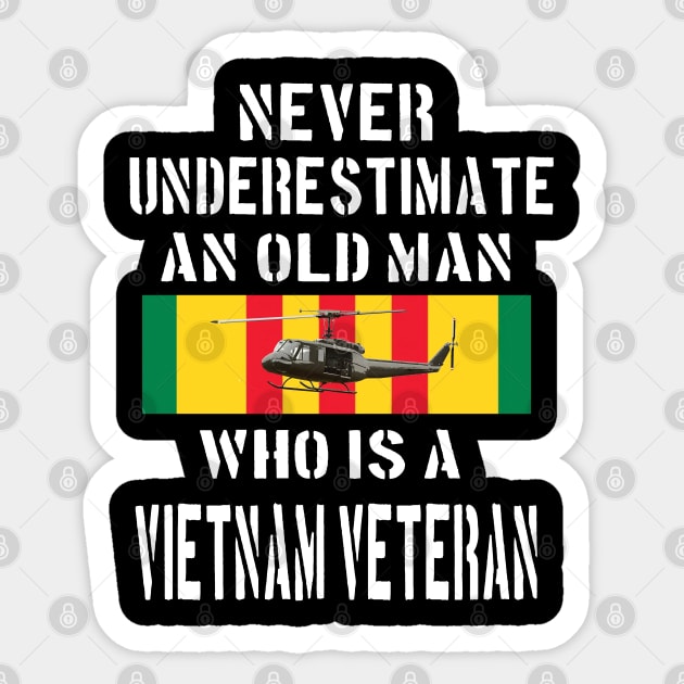 Bell UH-1 Iroquois Huey Vietnam Veteran Sticker by Dirty Custard Designs 